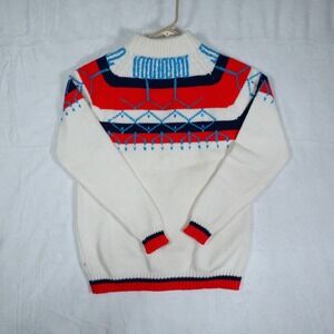 Vintage‎ Castle Square Wool Sweater Womens M Heavy Mock Neck Cozy Winter Retro